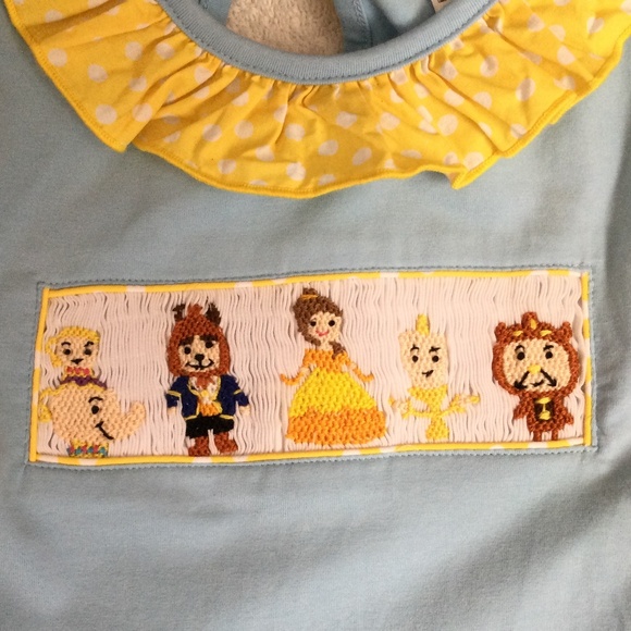Disney Bayou Babies Beauty and the Beast Smocked Matching Set, Size 4T - Picture 7 of 7